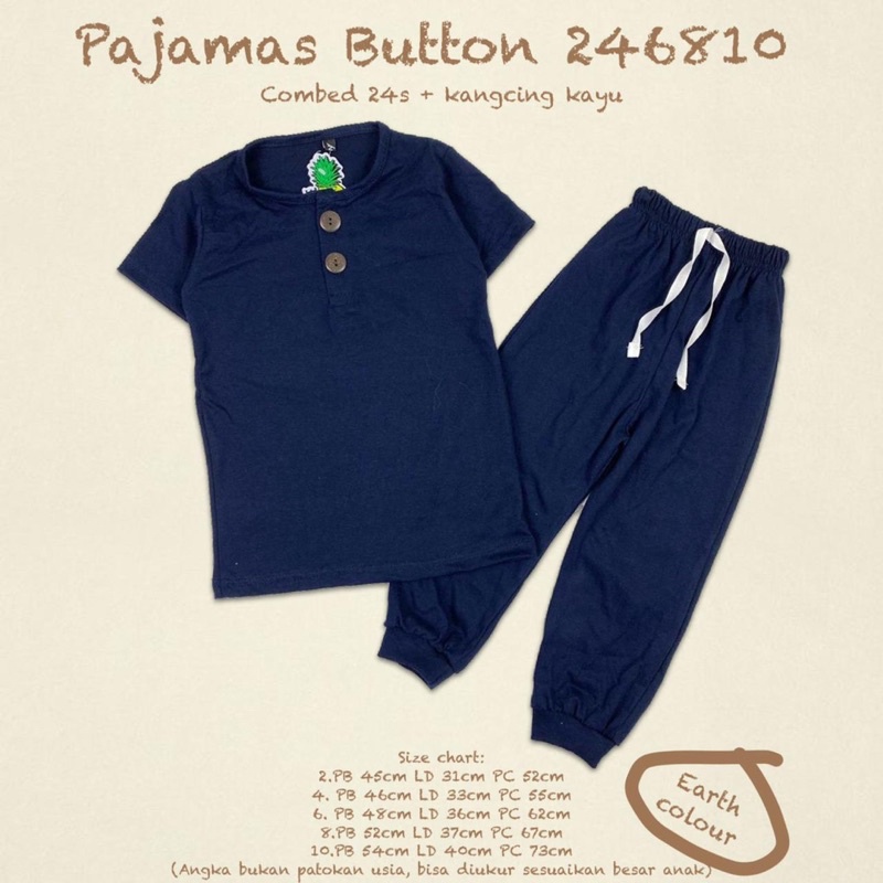 Pajamas Button Pineapple Kids Original Super Premium Setelan Anak Unisex Kaos Cowok/ Cewek Best Seller Terlaris Termurah