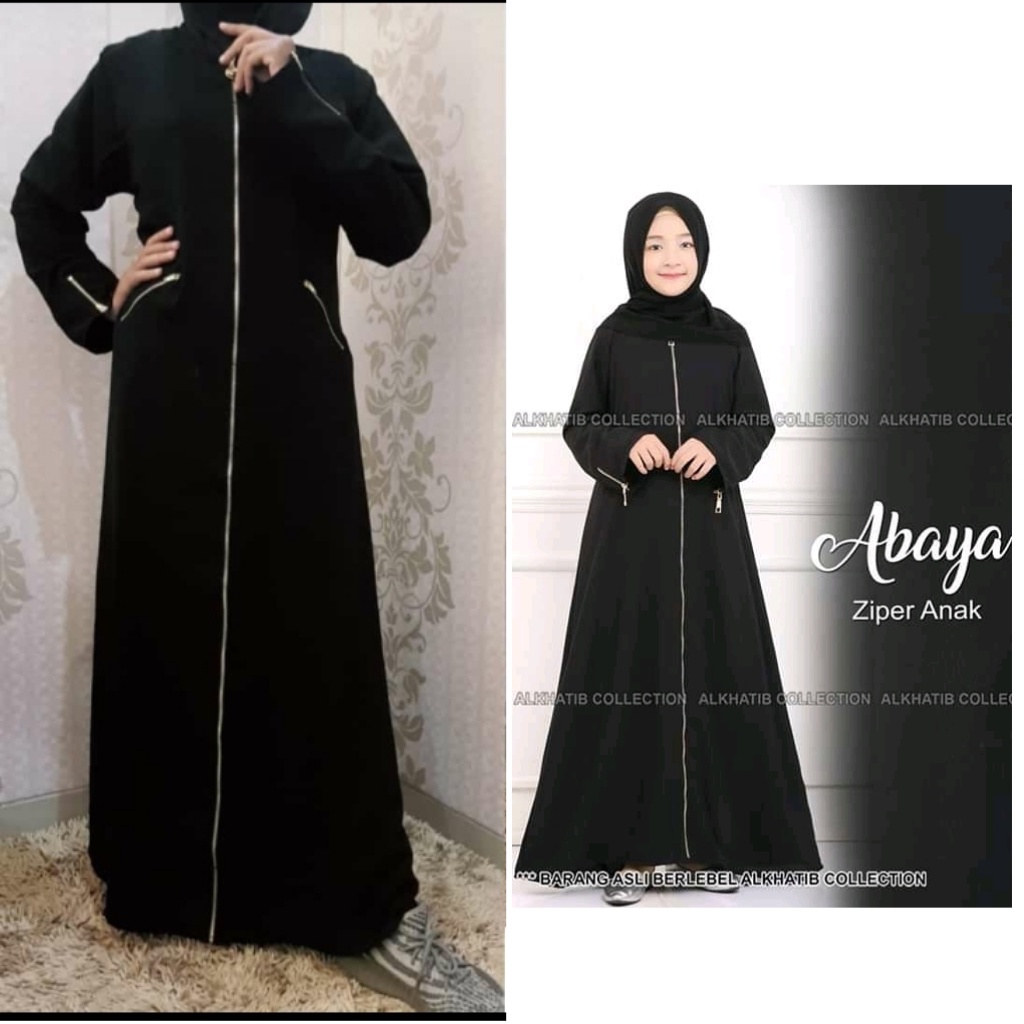abaya ziper saku polos couple abaya mom kids abaya ziper abaya hitam abaya arab (MK24)
