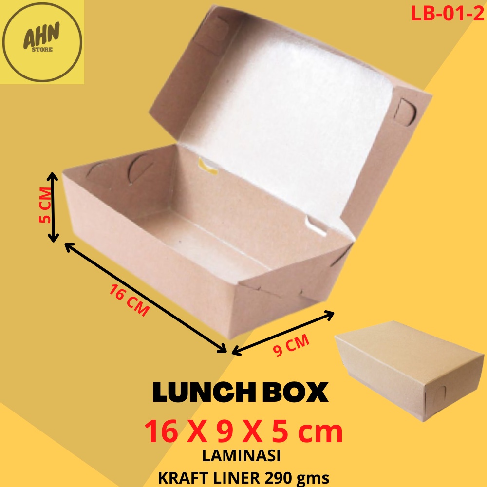 KARDUS DUS LUNCH BOX NASI GORENG BUBUR / KOTAK LUNCH BOX MIE AYAM KUE 16x9x5 CM LAMINASI