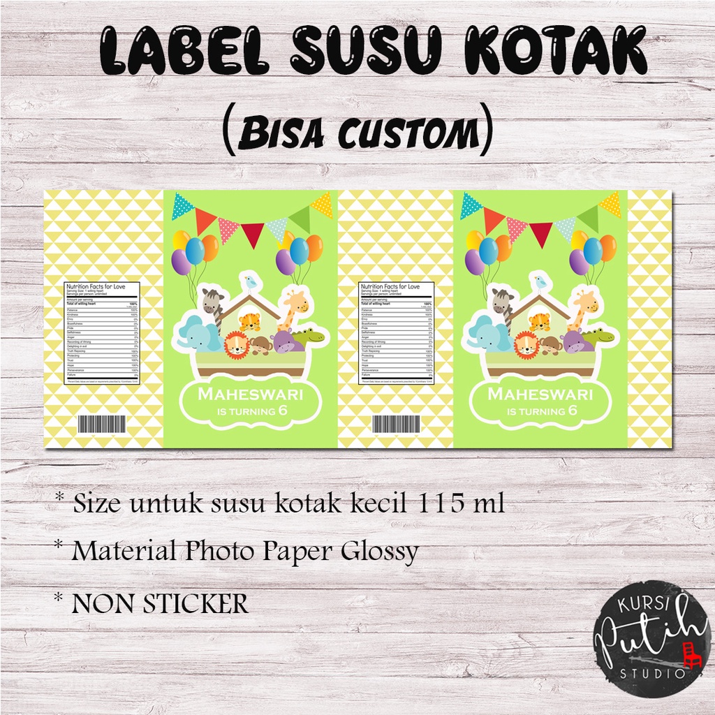 

Label susu kotak kecil tema jungle animal