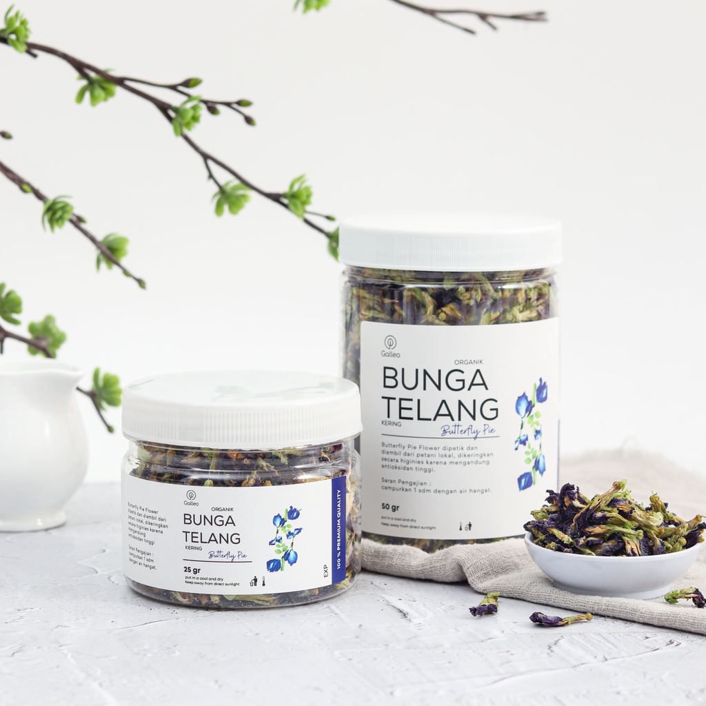 Teh Bunga Telang Kering Organik Premium Galleo / Butterfly Pea Organic