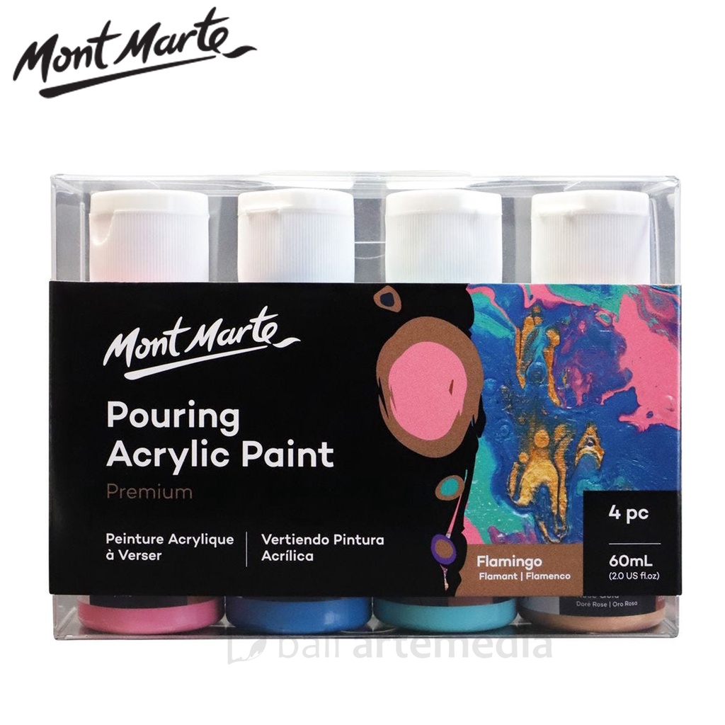 

Mont Marte Pouring Acrylic Paint Set Premium 4pc x 60ml (2oz) - Flaminggo