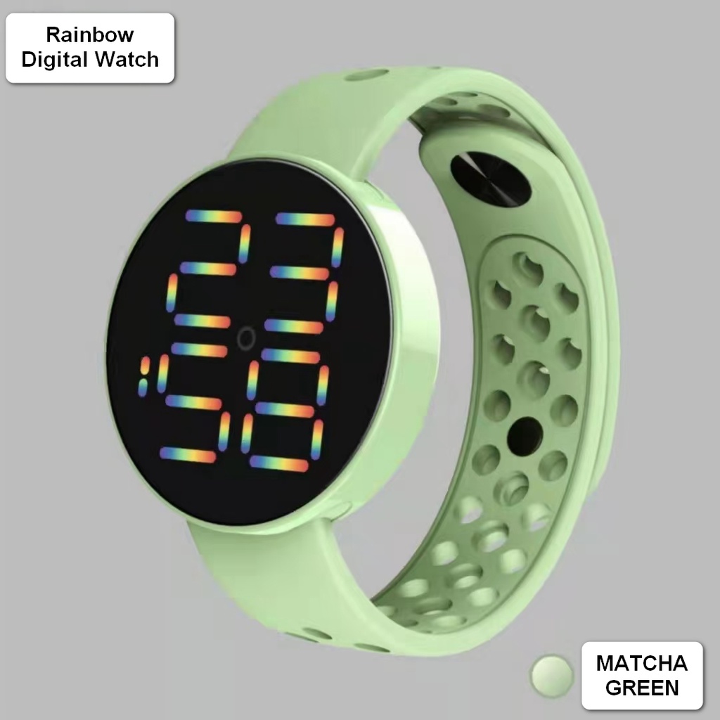 JAM TANGAN DIGITAL ANTI AIR MURAH RAINBOW WATCH KARET SPORT LED PRIA WANITA COUPLE HIGH QUALITY COD-6
