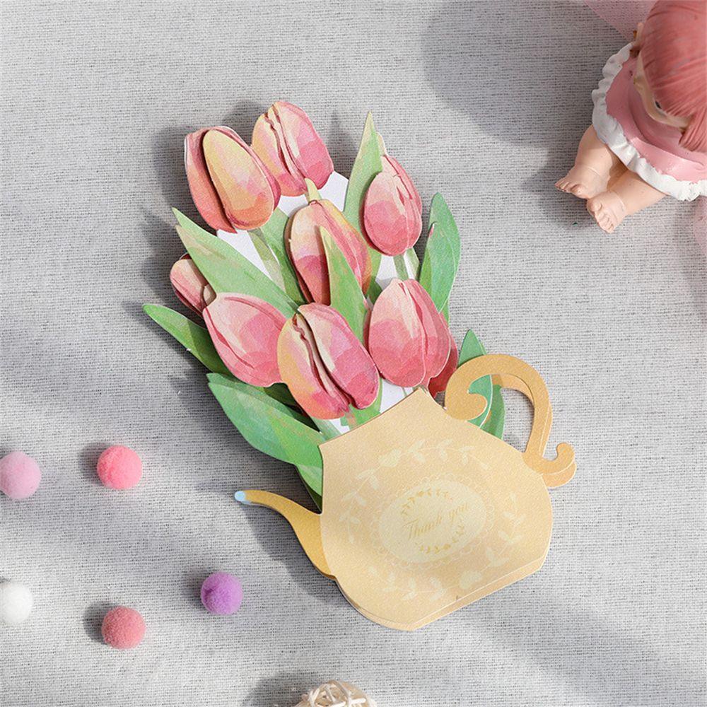 Kartu Ucapan Handmade Desain Bunga Tulip 3D Untuk Hari Ibu