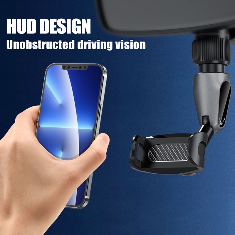 360 ° Bracket Dudukan Handphone Universal Multifungsi Anti slip Warna Hitam Untuk Kaca Spion Mobil