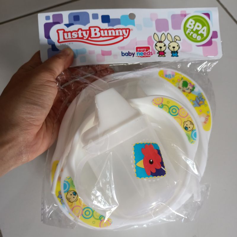 Lusty Bunny Feeding Set mangkok botol minum spout sendok garpu LB 1363 /1353