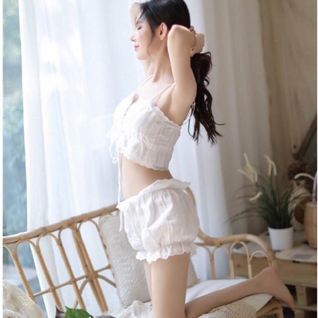 Ɛѵҽ Lingerie Sexy Wanita Model Celana Set Atasan Babydoll Eksotis 1121
