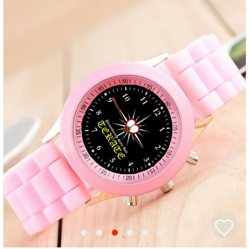 JAM TANGAN WANITA CEWE PSHT CUSTOM KEREN Cewek Warna Hitam Pink Kulit Karet Unik  Viral Abg Aestheti