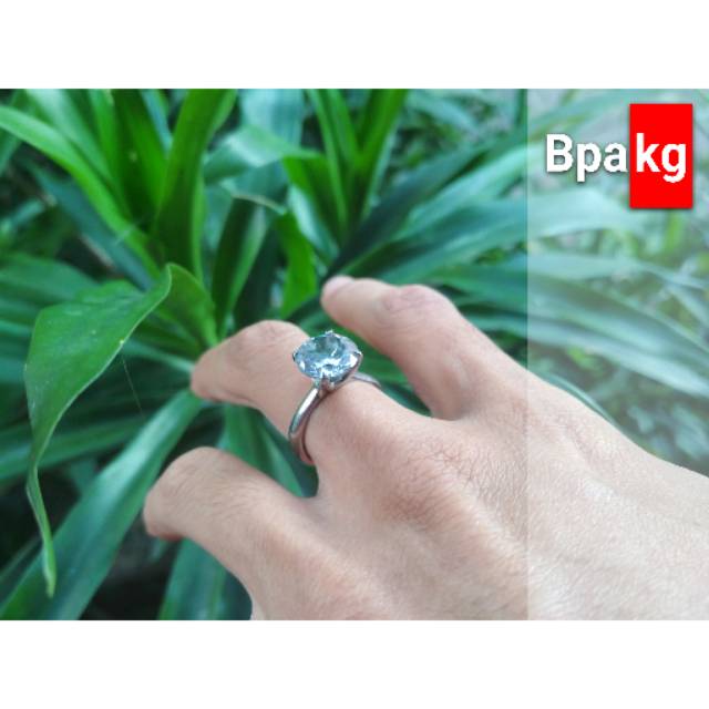 Cincin diamond kuncup 10mm # Cincin monel besi putih asli anti karat silver murah cewek simple mewah