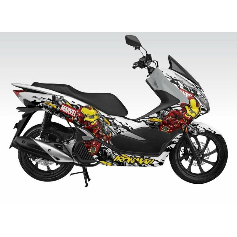 Sticker Decal Honda PCX Full Body motif Iron Man background putih