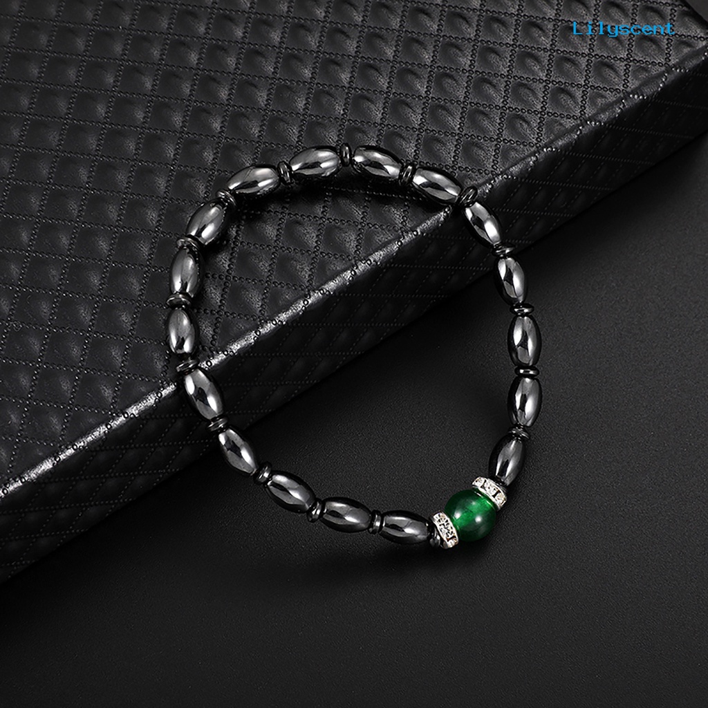 Gelang Manik-Manik Batu Magnet Warna Hitam Untuk Terapi Kesehatan