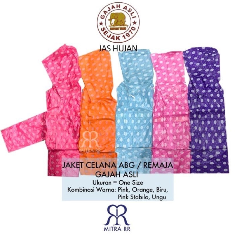 jas hujan jaket celana anak remaja polkadot elmondo kode 607