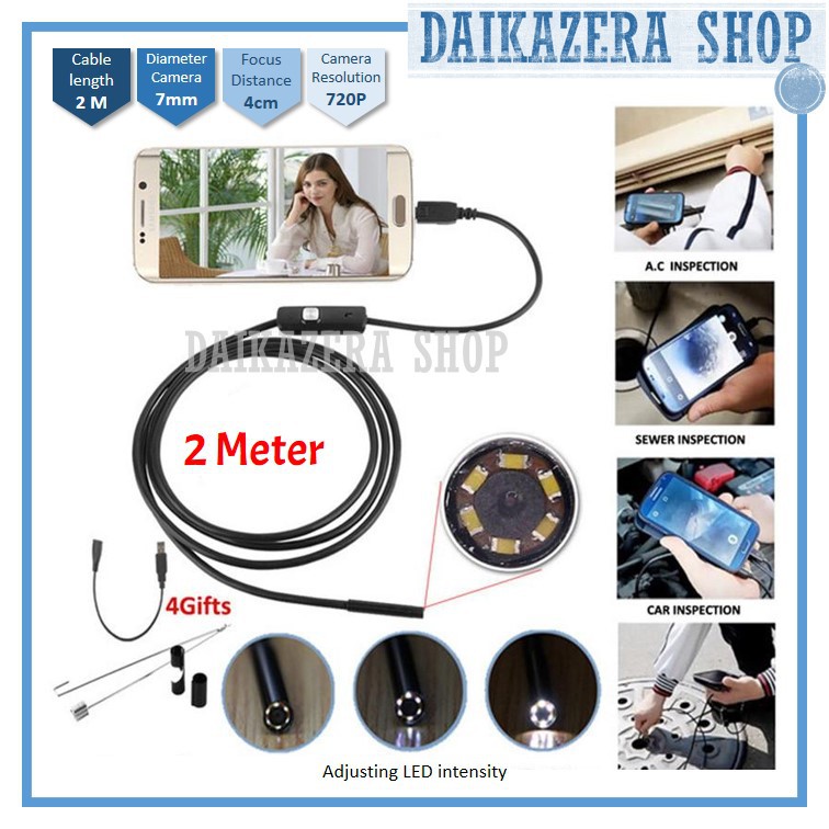 Kamera Endoscope Android 7mm 4cm Focal Distance 720P IP67 Waterproof 2 Meter