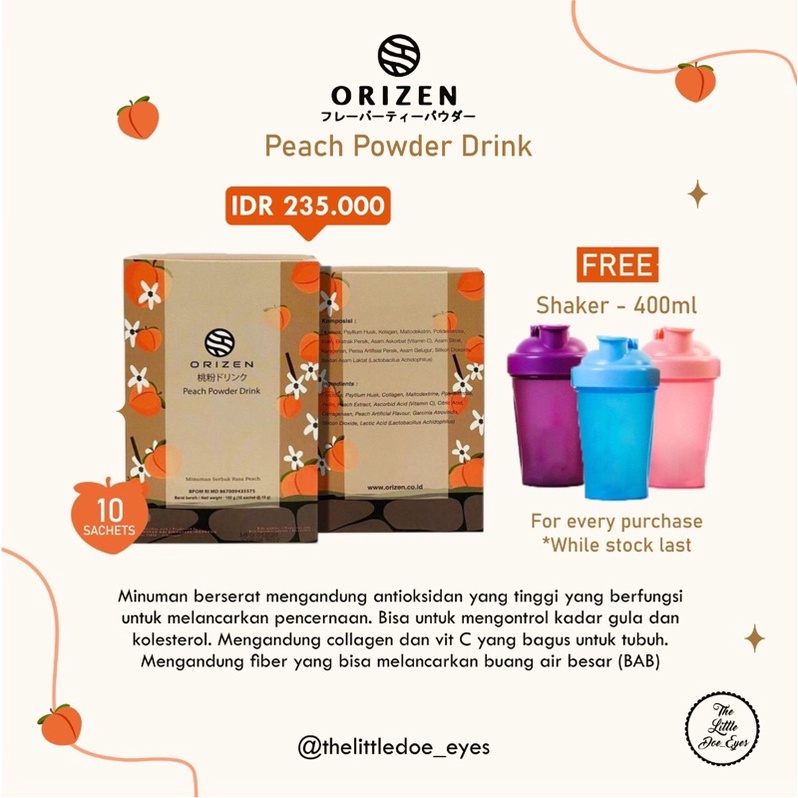 

[READY] Orizen Peach Powder (FREE SHAKER)