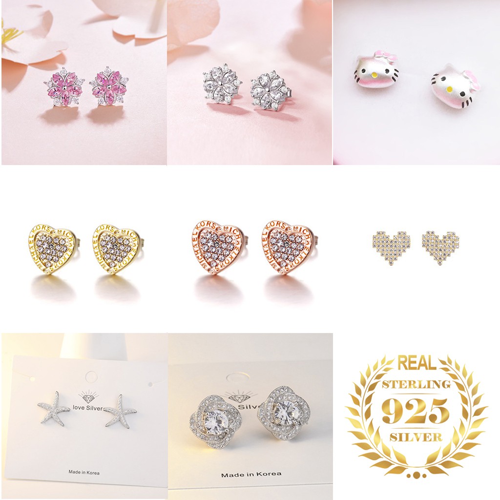 925 anting perak sterling anting-anting wanita dengan perhiasan fashion berlian