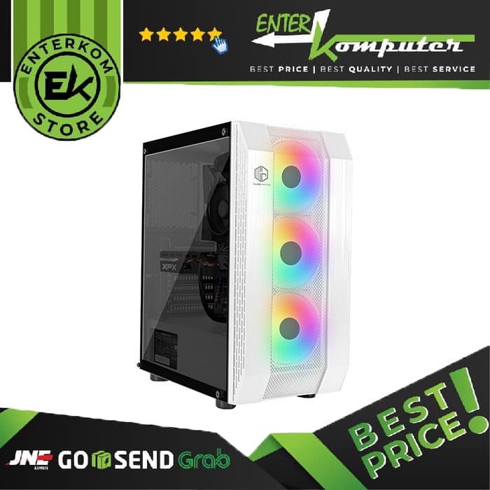 CUBE GAMING FRINS WHITE VERSION - ATX - LEFT SIDE TEMPERED GLASS - PSU COVER - FREE 3 PCS 12CM RAINB