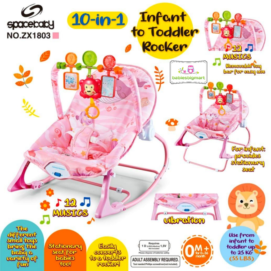 Bouncer Pliko My Soothing PK 303 Spacebaby SB 8610 SB 8630 ZX 2109 Piano Playgym SB 8013 SB 8017 Sugarbaby 1 recline 3 recline Tempat Duduk Anak Space Baby-ZX 1803 PINK