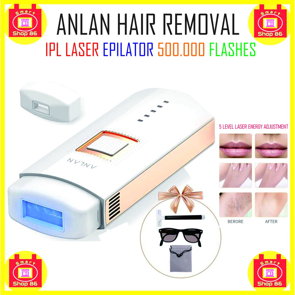 Laser Flash Hair Removal ANLAN 500.000 Flashes IPL Laser Epilator With 5 Level Energy EU PLUG (Bonus