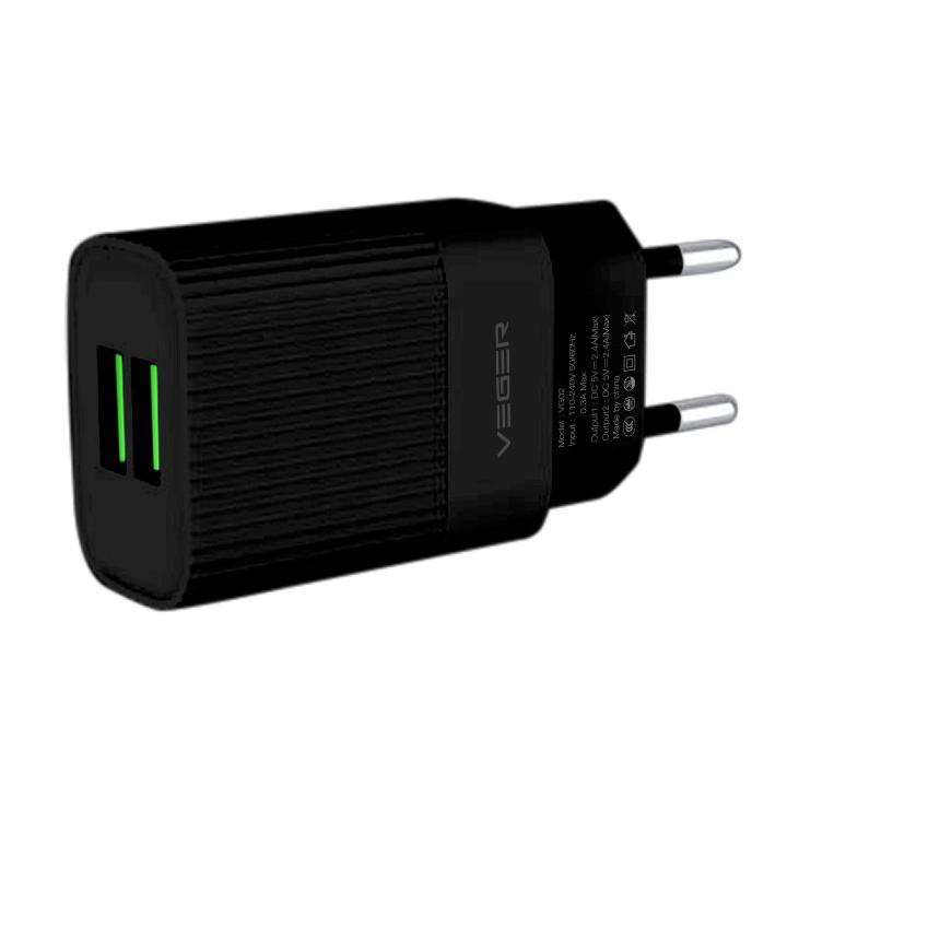 ➾ VEGER Wall Charger VG02 2 Ports USB Output 2.4A ○