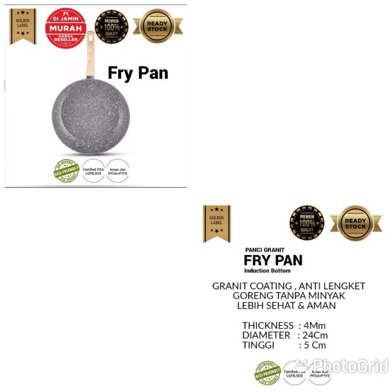 Fry Pan Penggorengan Anti Lengket Marble Granite Ukuran 24cm Perabotan Dapur By Mykochen.ina