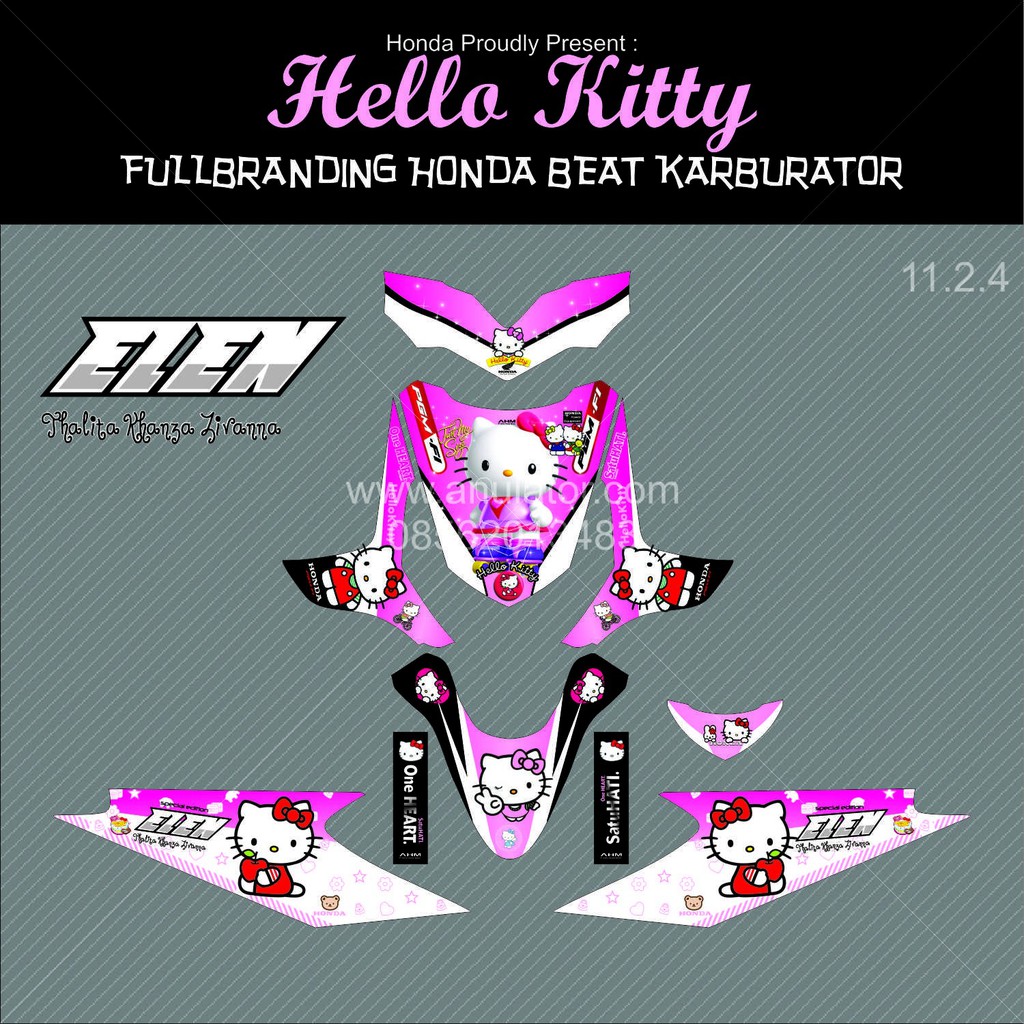 Sticker Striping Motor Stiker Honda Beat Hello Kitty Elen 1 Spec A