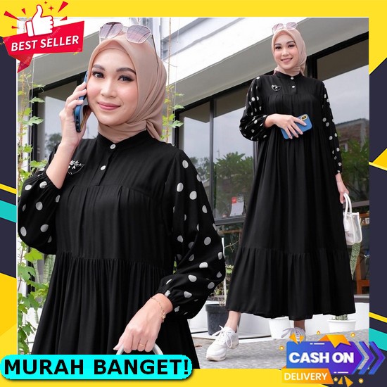 Baju Gamis Wanita Muslim Ahza Set Dress Fashion Perempuan Dewasa Remaja Cewek Putri Ibu Modern Terba