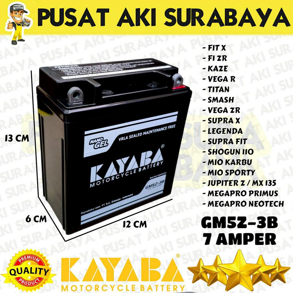 PUSAT AKI KERING KAYABA GM5Z 12 VOLT 7 AMPER UNTUK MOTOR VEGA ZR TITAN KAZE FIT X MTX5AL YB5LB YT7C GT6A