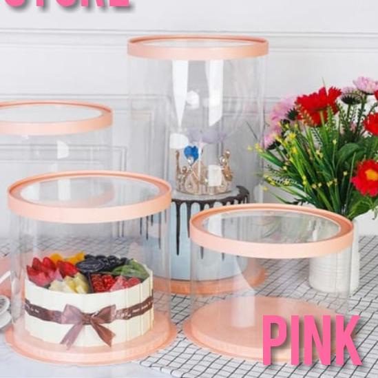 

Cake Box Bulat Dus Kue Kotak Kue Transparant Mika PET 22x22 cm