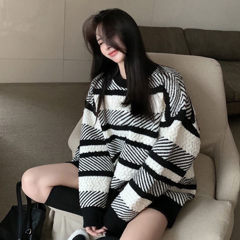 Crewneck Wanita Rajut Premium Sweater Korea Blouse Import Wanita