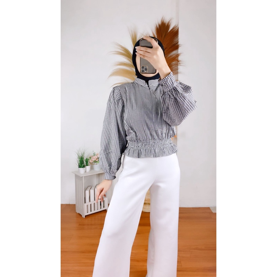 RX Fashion - Katlina Blouse / Karina Blouse  -BN-KATLINA KOTAK HITAM