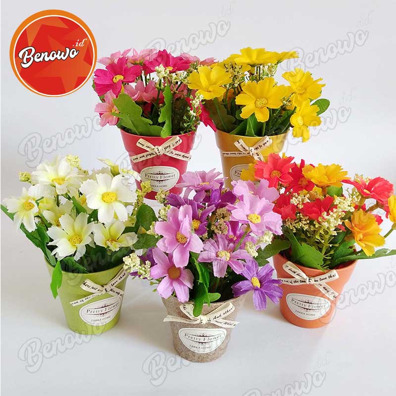  Bunga  Daisy  Plastik  Artificial Unik Pita Mini Souvenir 