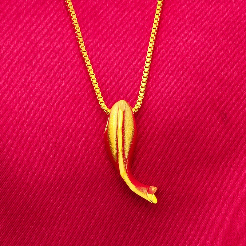 Kalung Rantai Lapis Emas Emas Asli Kadar 375 Dengan Liontin Ikan Kecil Untuk Wanita