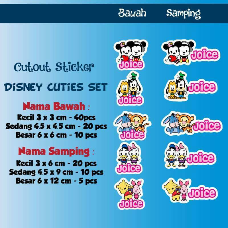 

Stiker Label Nama Waterproof Cutout Baby Disney (Set)