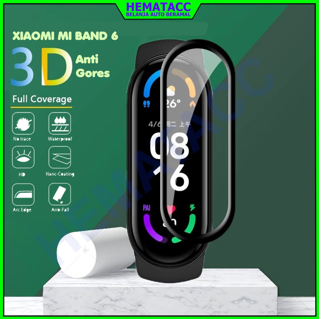 Anti Gores Xiaomi Mi Band 6 3D Curved Screen Protector Screen Guard