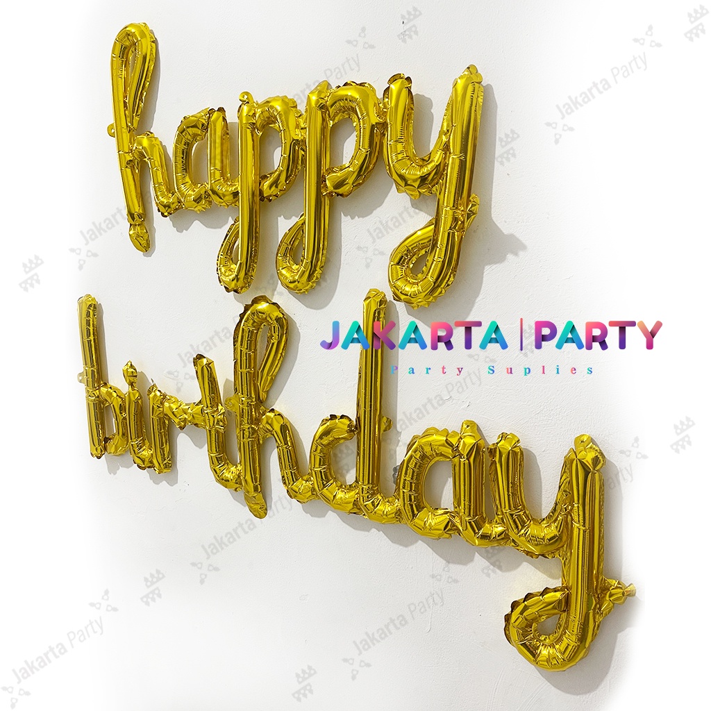 Balon Foil Happy Birthday Sambung Gold / Balon HBD Set / Balon HBD