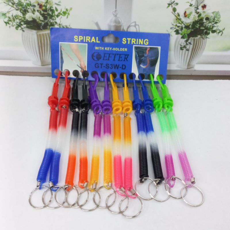 Gantungan Kunci Spiral Isi 12Pcs Gantungan String With Key Holder 0,8 Cm Warna