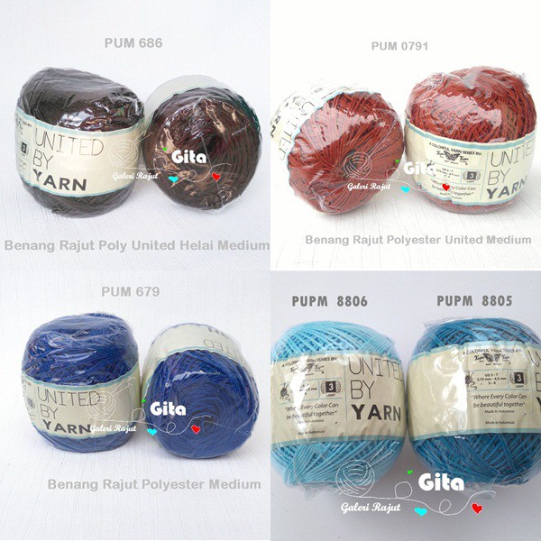 Benang Rajut Polyester Medium United By yarn