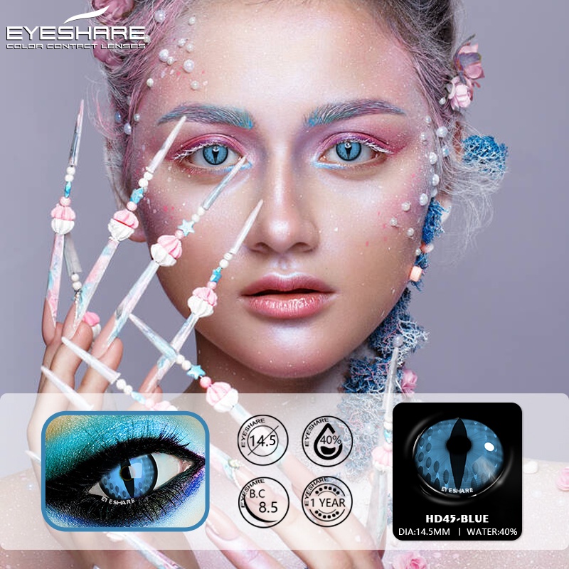 Softlens [★COD★]BLUE-YELLOW-ORANGE-RED Girl Gadis Kucing Vertikal Cosplay lensa kontak  HALLOWEEN / Charm Fresh Lady Crazy /Lensa Mata Soflen Mata Softlens Soflens