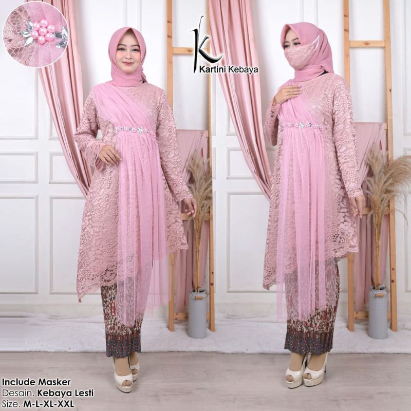 KEBAYA LESTI KEJORA/KEBAYA BROKAT LESTI TERBARu 100% BRAND ORIGINAL-Dusty