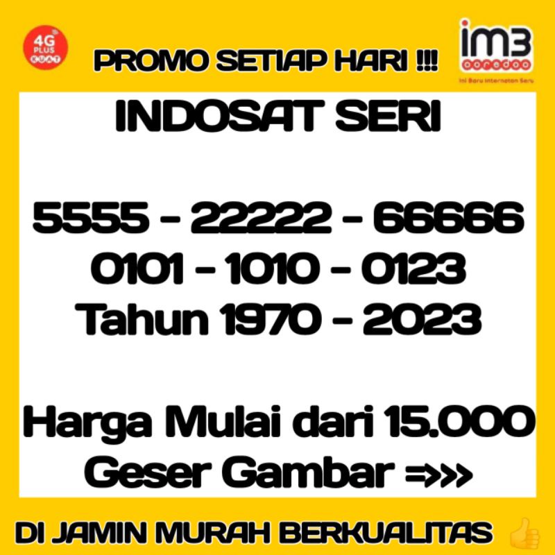 NOMOR CANTIK INDOSAT KARTU PERDANA INDOSAT NOMOR RAPI IM3 KWARTET 2222 5555 ABAB 1010 NOMOR CANTIK R