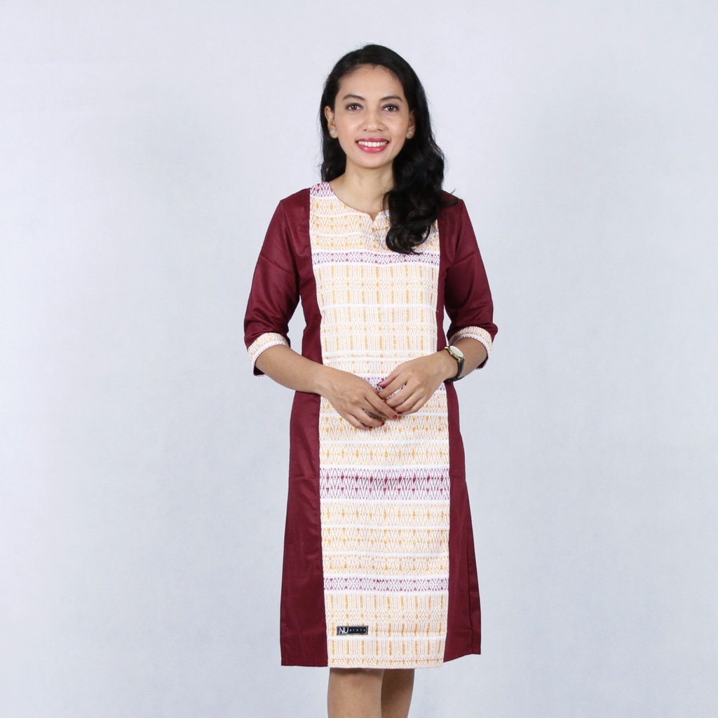 Dress Etnik Tenun Ulos Pucca Asli Maroon Gold (Couple Terpisah)
