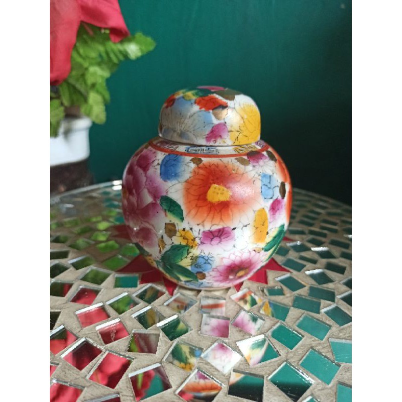 Guci buli Kuno antik family rose mulus lawas 10cm