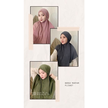 Hijab Bergo Maryam plisket lidi full  Bergo maryam plisket tali Bergo plisket