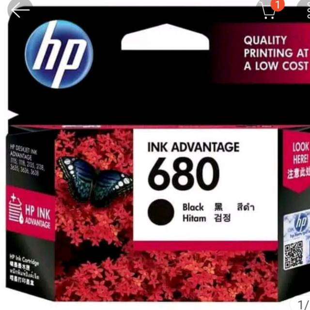 HP Tinta 680 Black original - Tinta HP 680 hitam