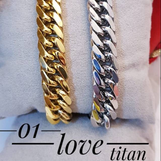 Gelang tangan titanium lapis emas 24k terlaris