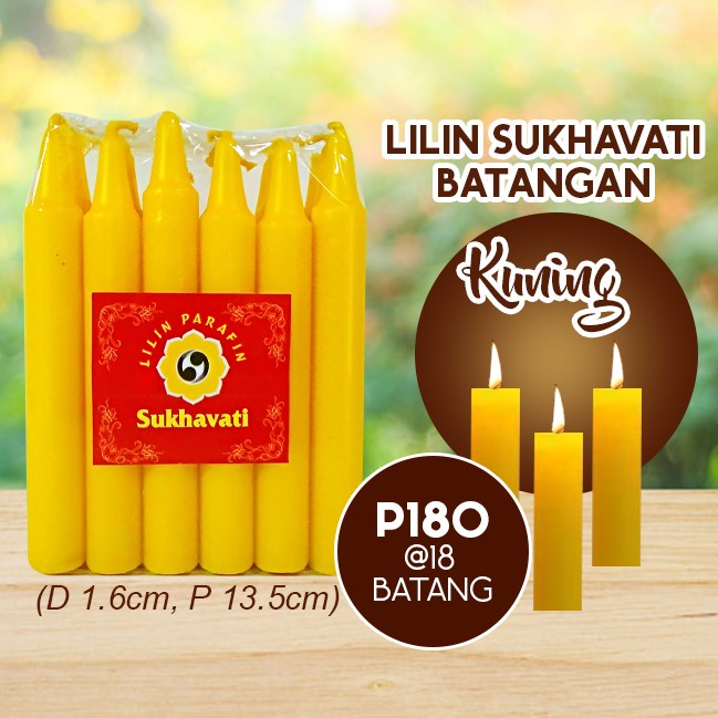 Lilin Batang Sembahyang Sukhavati P180 Kuning