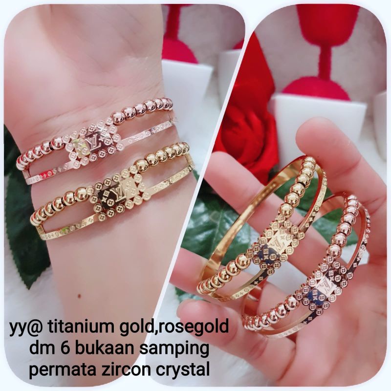 Gelang titanium gold rose