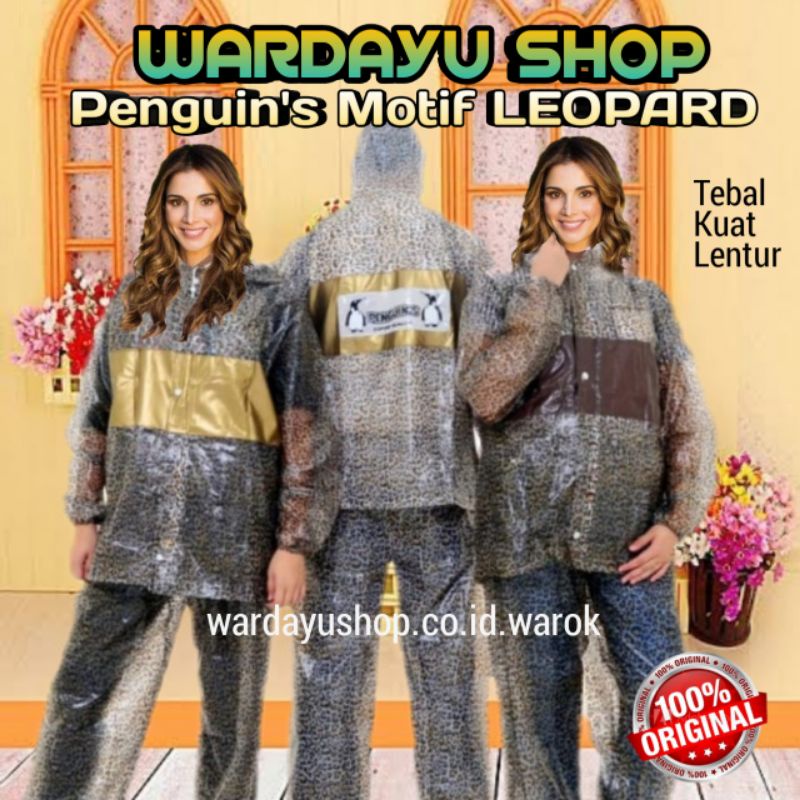 Jas Hujan Penguin Leopard Penguins Karet TERMURAH ORIGINAL / Raincoat Setelan Jaket Baju Celana Pria Wanita Dewasa Cewek Cowok Remaja Terlaris Terbaru Murah Berkualitas Mantel Harga Grosir