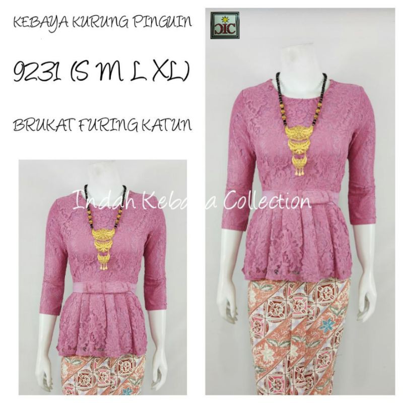 Indah KEBAYA BRUKAT KURUNG PINGUIN MODERN LENGAN 7/8 Furing Katun KEBAYA WISUDA KEBAYA KATUN KEBAYA AKAD S M L XL 9231-1