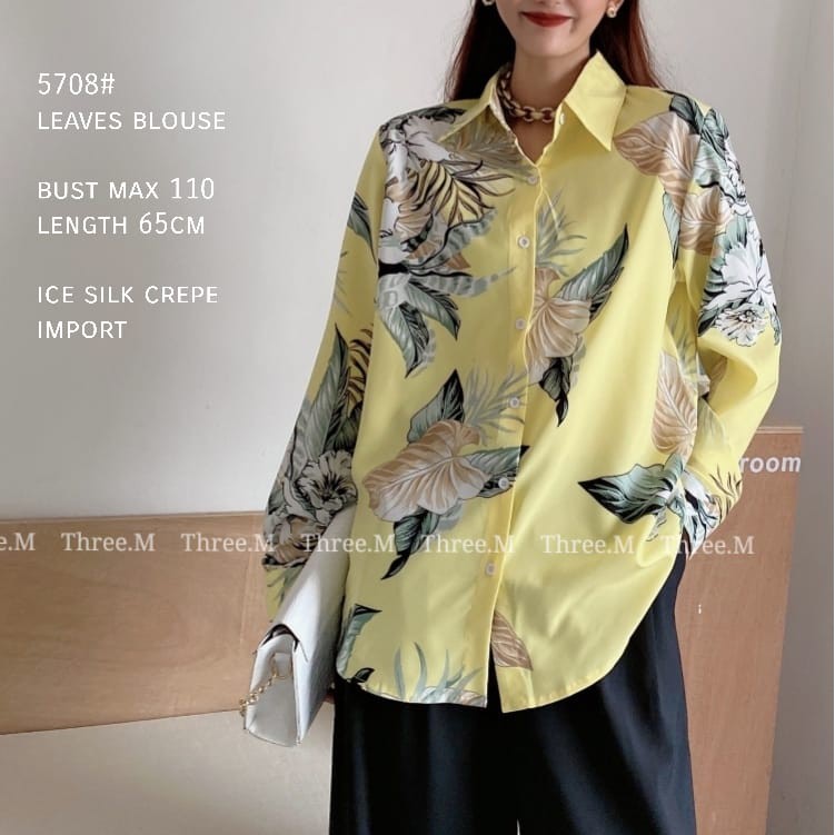5708 KEMEJA LEAVES SHIRT IMPORTIR TERMURAH Baju Fashion WANITA PAKAIAN GROSIR  Impor MURAH IMPORT